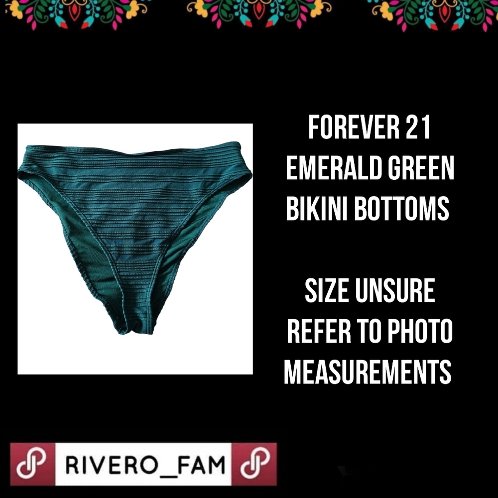 FOREVER 21| EMERALD GREEN | BIKINI BOTTOMS |  SIZE REFER TO PHOTO MEASUREMENTS